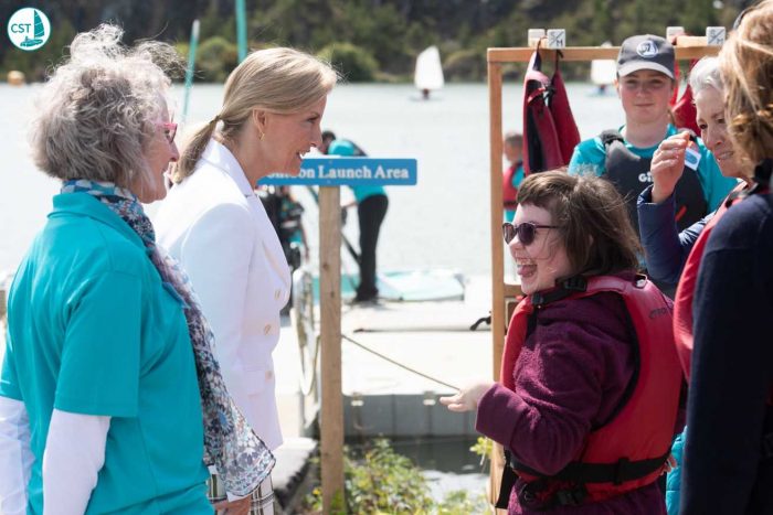 HRH meets Olivia, a student sailor at CST Trevassack Lake